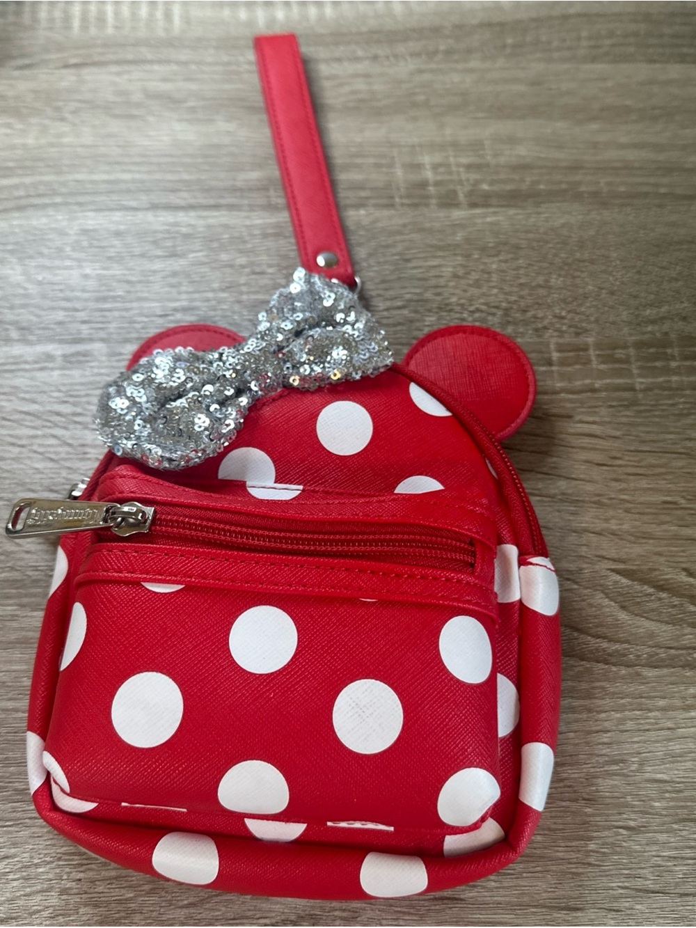 Loungefly Minnie Mouse Leather Disney Parks mini backpack can clip to belt